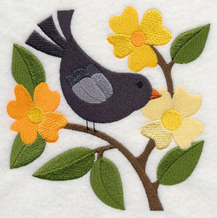 Crow in Bright Blossoms