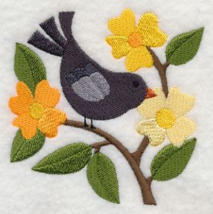 Crow in Bright Blossoms