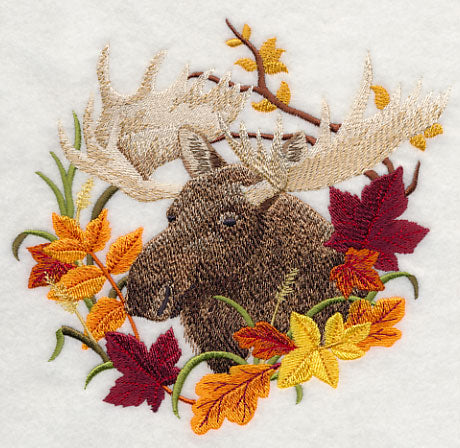 Moose in Autumn Leaves