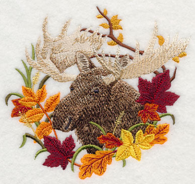 Moose in Autumn Leaves