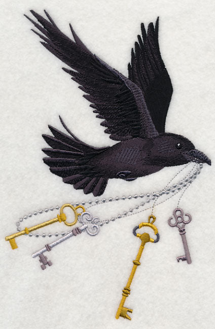 Flying Raven with Skeleton Keys