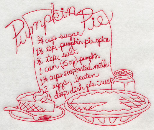 Pumpkin Pie Recipe (Redwork)