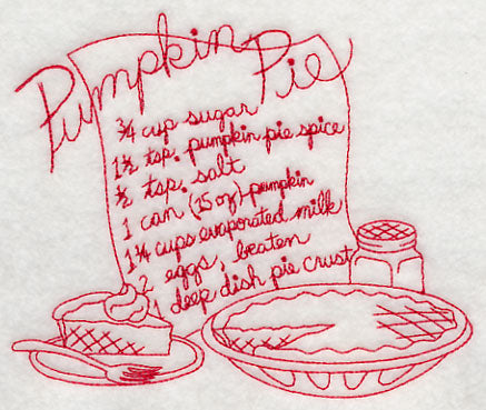 Pumpkin Pie Recipe (Redwork)
