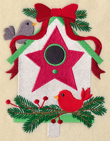 Christmas Birdie Bungalow - Pine Bow
