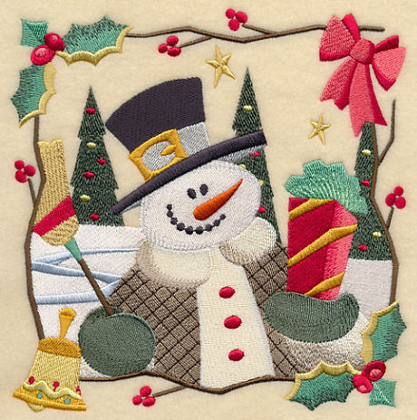 Country Christmas Square - Snowman