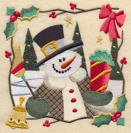 Country Christmas Square - Snowman