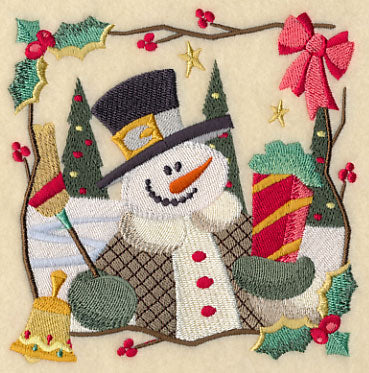 Country Christmas Square - Snowman