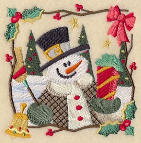 Country Christmas Square - Snowman