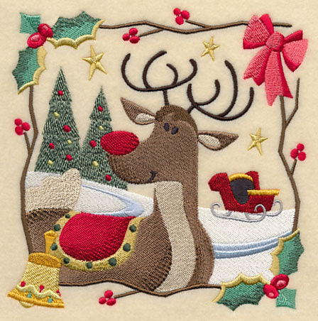 Country Christmas Square - Rudolph