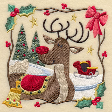 Country Christmas Square - Rudolph