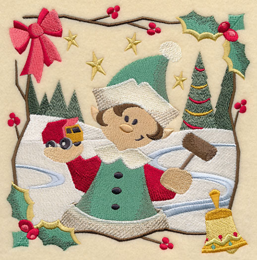 Country Christmas Square - Boy Elf