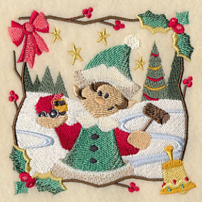 Country Christmas Square - Boy Elf