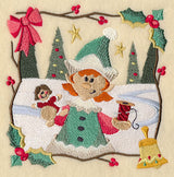 Country Christmas Square - Girl Elf