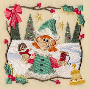 Country Christmas Square - Girl Elf