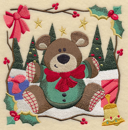 Country Christmas Square - Teddy Bear