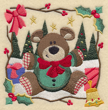 Country Christmas Square - Teddy Bear