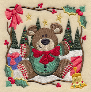 Country Christmas Square - Teddy Bear