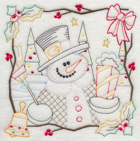 Country Christmas Square - Snowman (Vintage)
