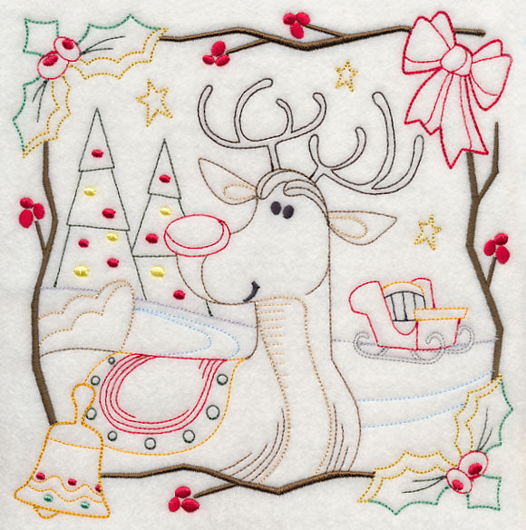 Country Christmas Square - Rudolph (Vintage)