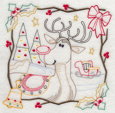 Country Christmas Square - Rudolph (Vintage)