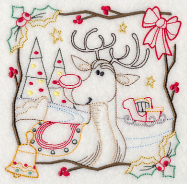 Country Christmas Square - Rudolph (Vintage)