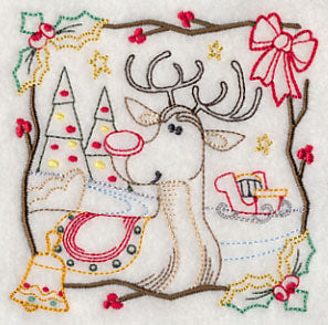 Country Christmas Square - Rudolph (Vintage)