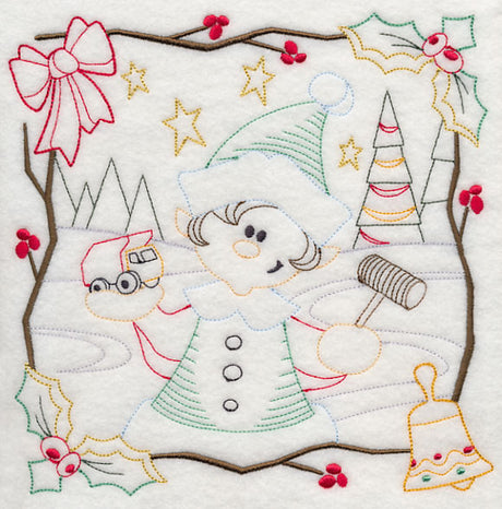 Country Christmas Square - Boy Elf (Vintage)