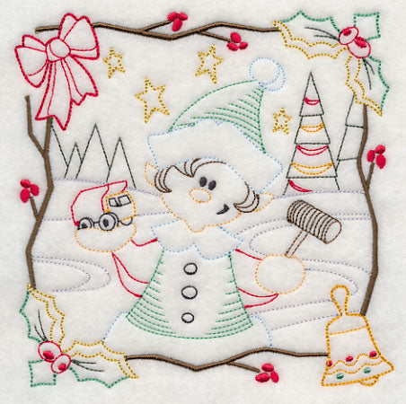 Country Christmas Square - Boy Elf (Vintage)
