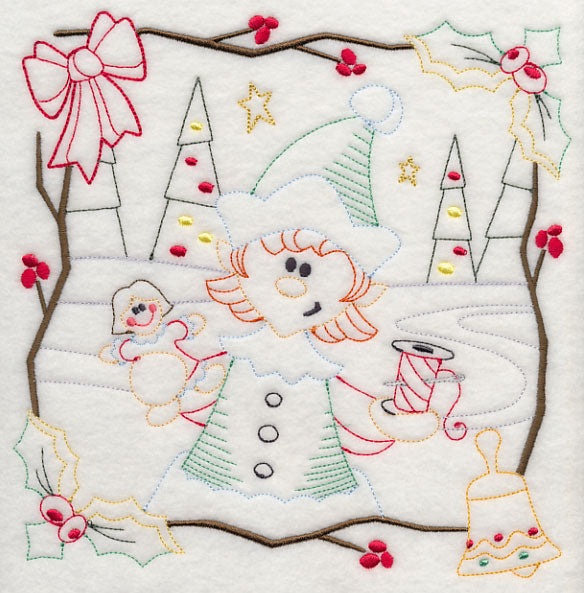 Country Christmas Square - Girl Elf (Vintage)