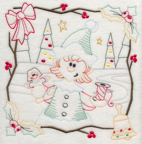 Country Christmas Square - Girl Elf (Vintage)