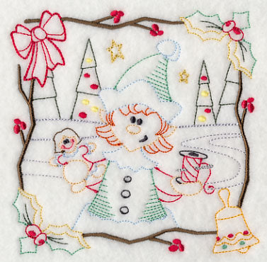 Country Christmas Square - Girl Elf (Vintage)