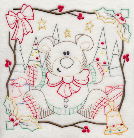 Country Christmas Square - Teddy Bear (Vintage)