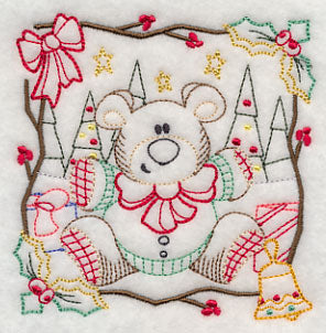 Country Christmas Square - Teddy Bear (Vintage)