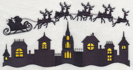 Christmas Flight Silhouette with Rudolph