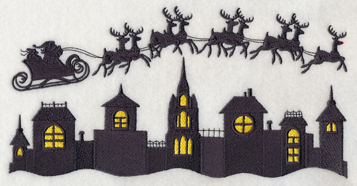 Christmas Flight Silhouette with Rudolph