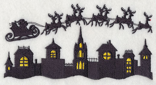 Christmas Flight Silhouette with Rudolph