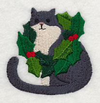Christmas Cat with Wreath