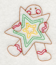 Gingerbread Man with Star Cookie (Redwork)