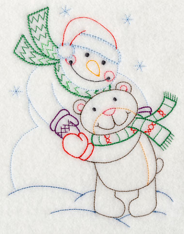 Snowman and Teddy Bear (Vintage)