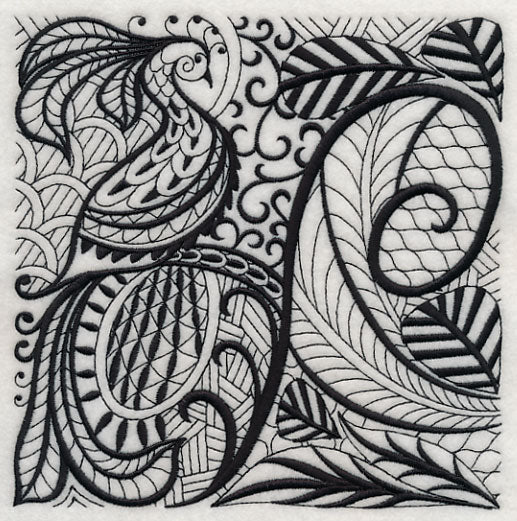 Peacock Elegance (Blackwork)