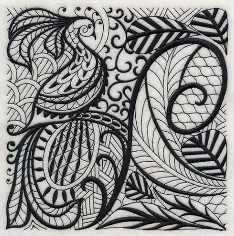 Peacock Elegance (Blackwork)