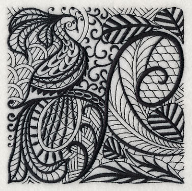 Peacock Elegance (Blackwork)