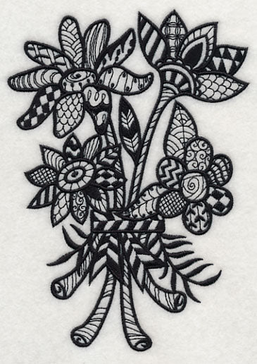 Flowers and Leaves (Blackwork)