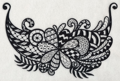 Flowers and Leaves Spray (Blackwork)