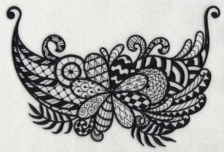 Flowers and Leaves Spray (Blackwork)