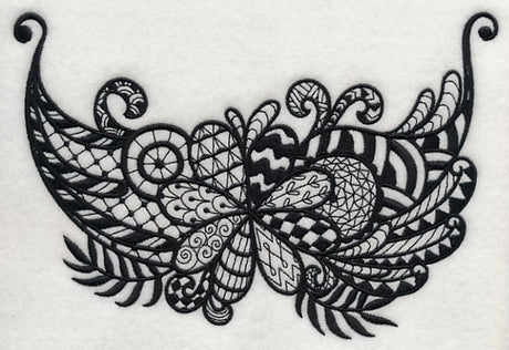 Flowers and Leaves Spray (Blackwork)
