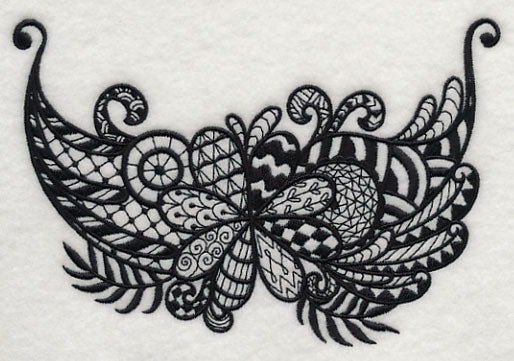 Flowers and Leaves Spray (Blackwork)