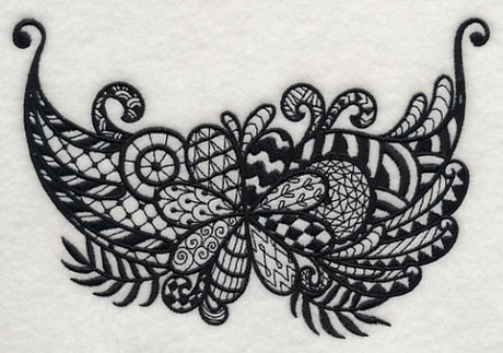 Flowers and Leaves Spray (Blackwork)