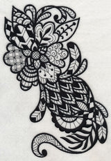 Flowers and Leaves Vertical Spray (Blackwork)