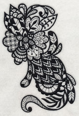 Flowers and Leaves Vertical Spray (Blackwork)